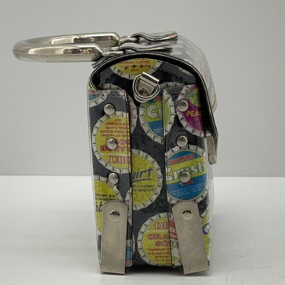 Vintage Soda Cap Designs Handbag Storage Carry Pouch Tuck Lock Buckle Purse - Picture 3 of 10